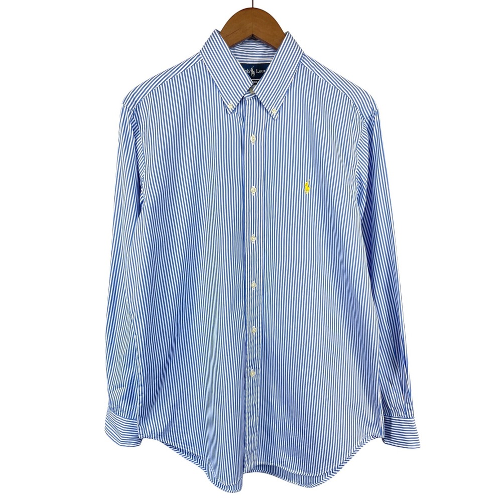Ralph Lauren Button Down Shirt 15.5 32/33 Classic Fit Yellow Pony Preppy College